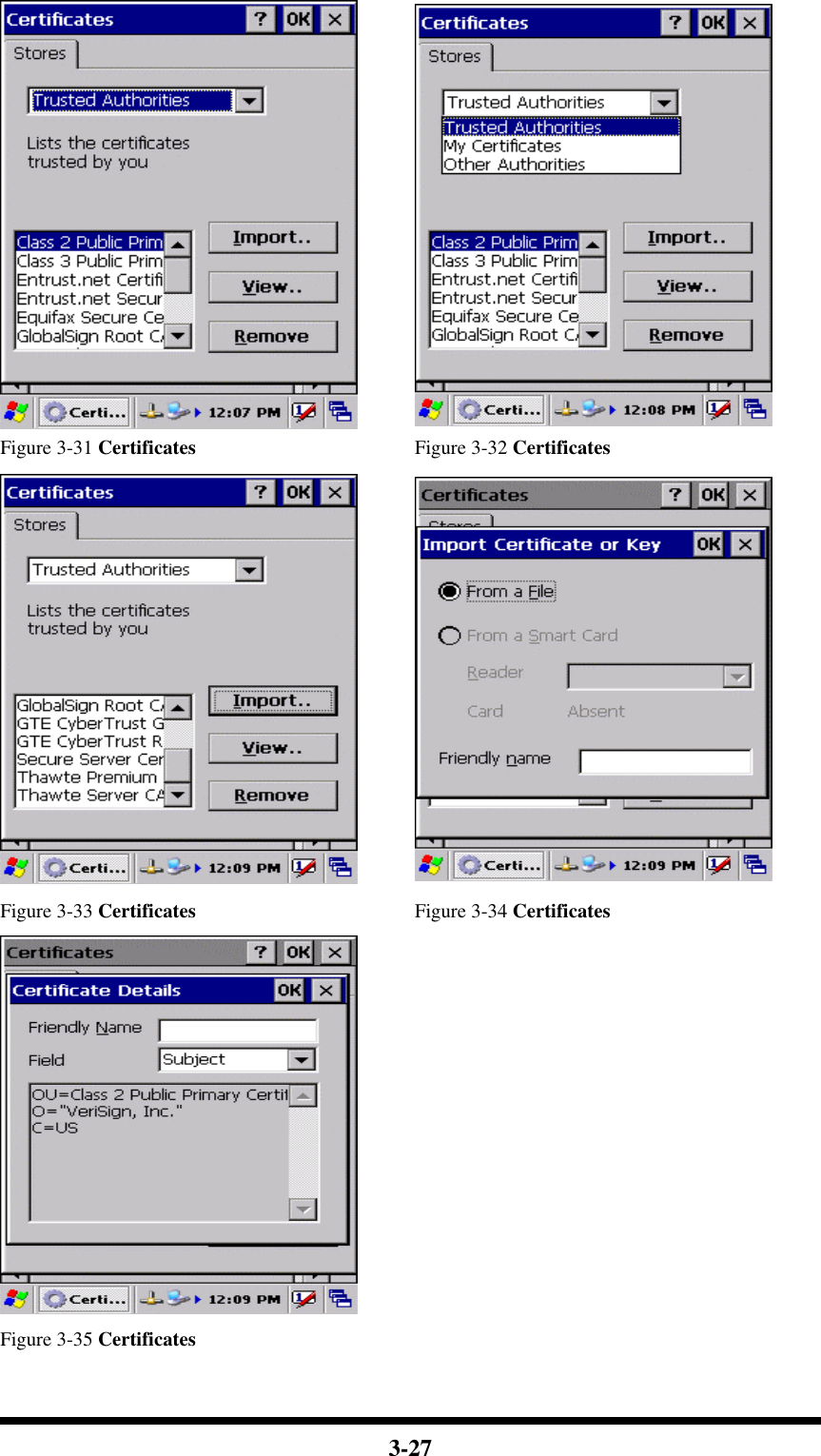  3-27   Figure 3-31 Certificates Figure 3-32 Certificates   Figure 3-33 Certificates Figure 3-34 Certificates   Figure 3-35 Certificates  