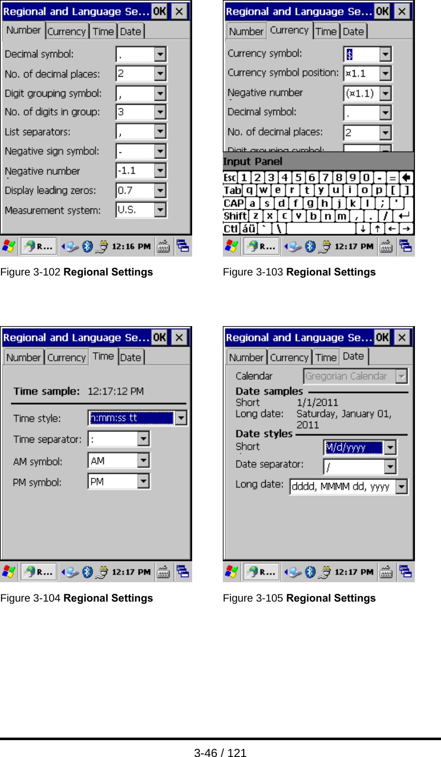  3-46 / 121     Figure 3-102 Regional Settings Figure 3-103 Regional Settings      Figure 3-104 Regional Settings Figure 3-105 Regional Settings      