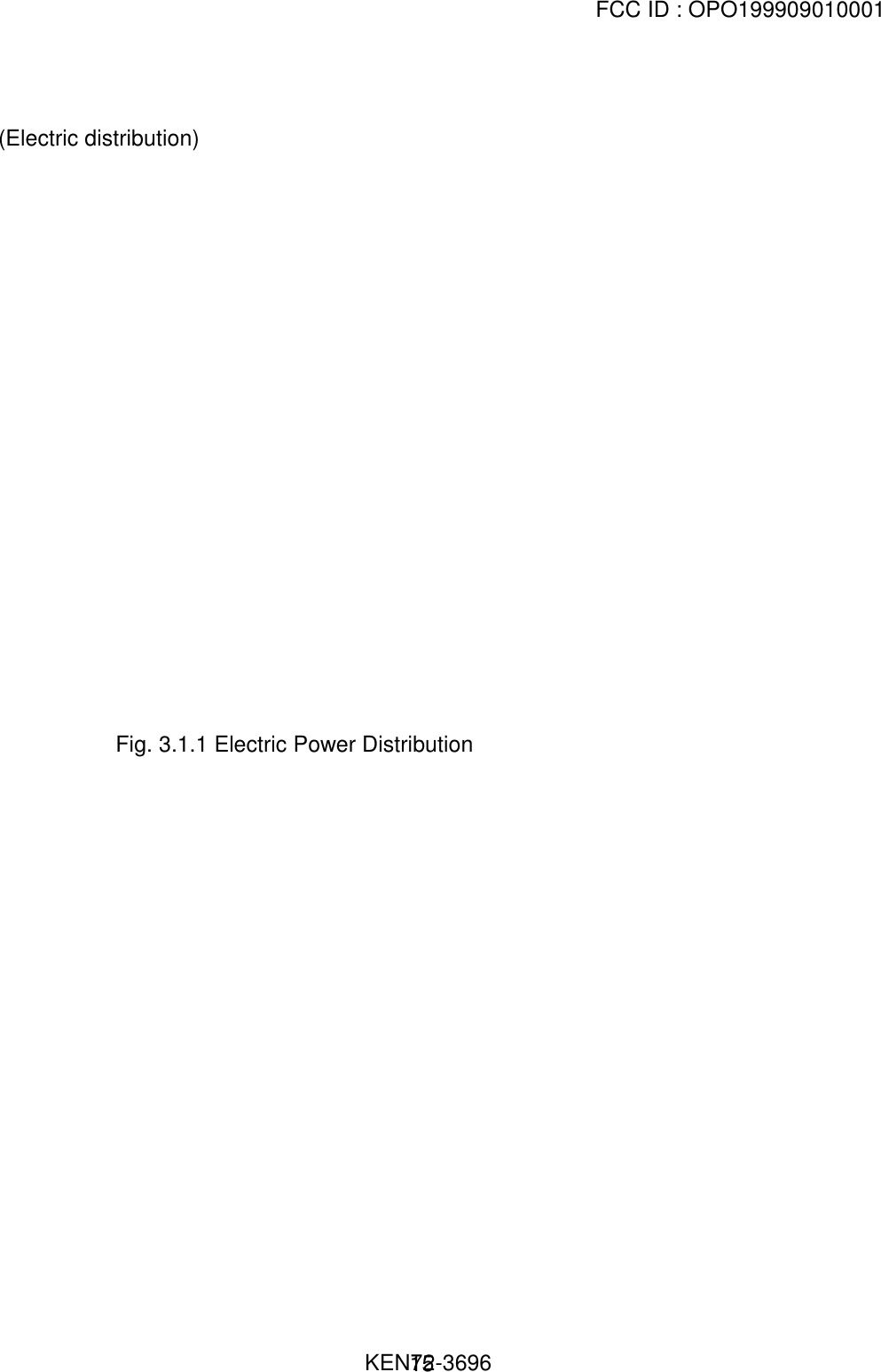 FCC ID : OPO199909010001                                                               KEN72-369615(Electric distribution)                   Fig. 3.1.1 Electric Power Distribution