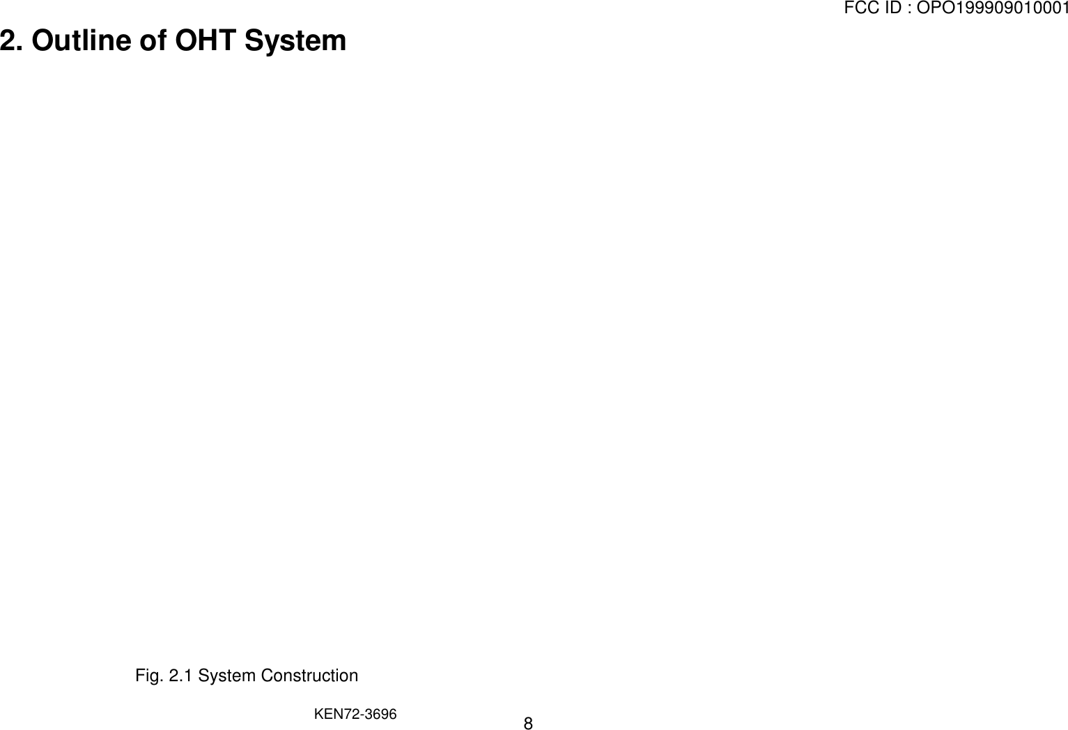 FCC ID : OPO199909010001                                                                              KEN72-3696 82. Outline of OHT System                            Fig. 2.1 System Construction