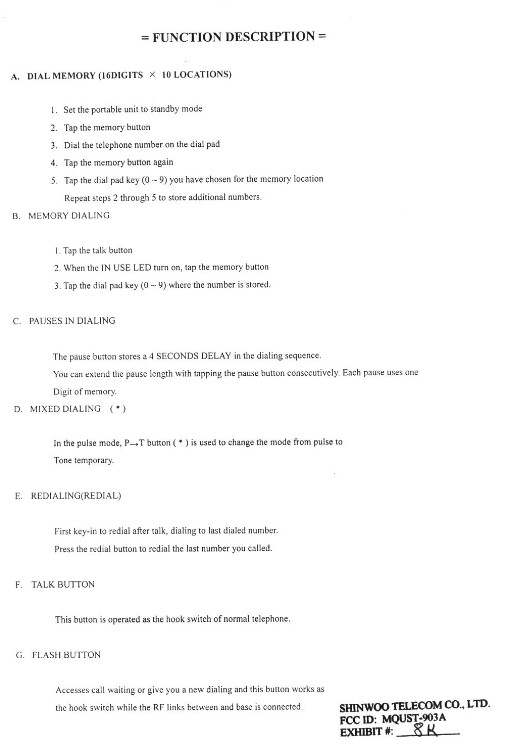 900 MHz CORDLESS PHONE User Manual