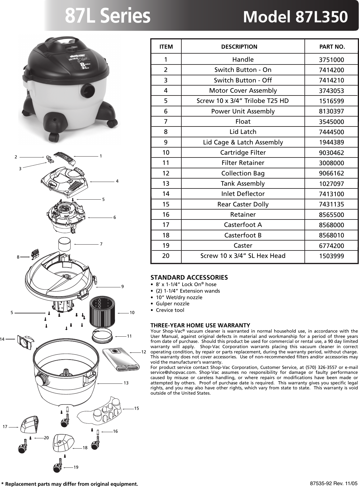 Page 1 of 1 - Shop-Vac Shop-Vac-87L350-Users-Manual- 87535-92  Shop-vac-87l350-users-manual