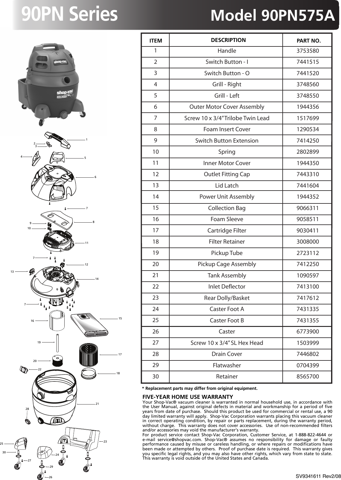 Page 1 of 1 - Shop-Vac Shop-Vac-90Pn575A-Users-Manual- SV9311711Rev5-06  Shop-vac-90pn575a-users-manual