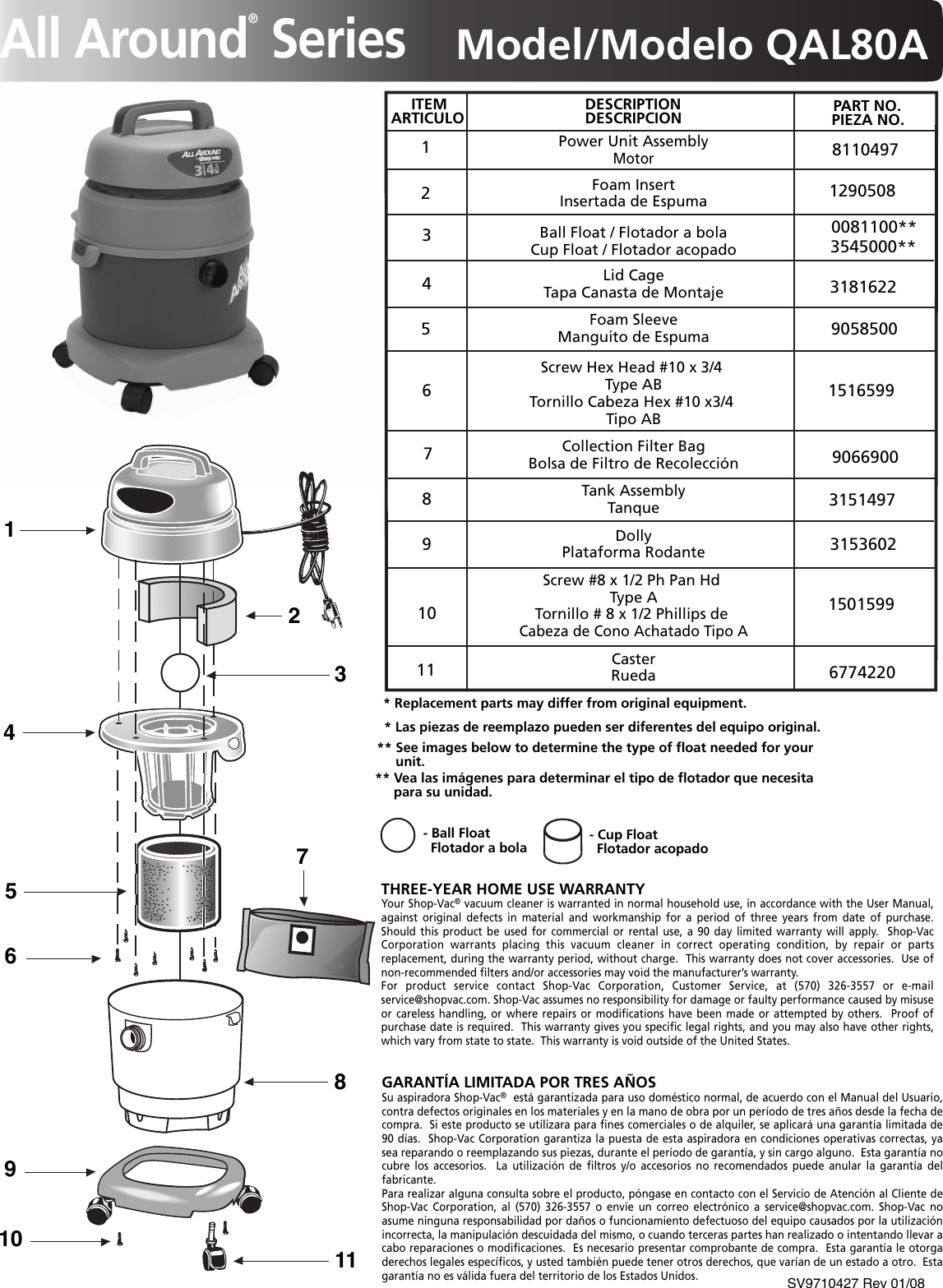 Page 1 of 1 - Shop-Vac Shop-Vac-Qal80A-Users-Manual- SV9710100Rev09-06  Shop-vac-qal80a-users-manual