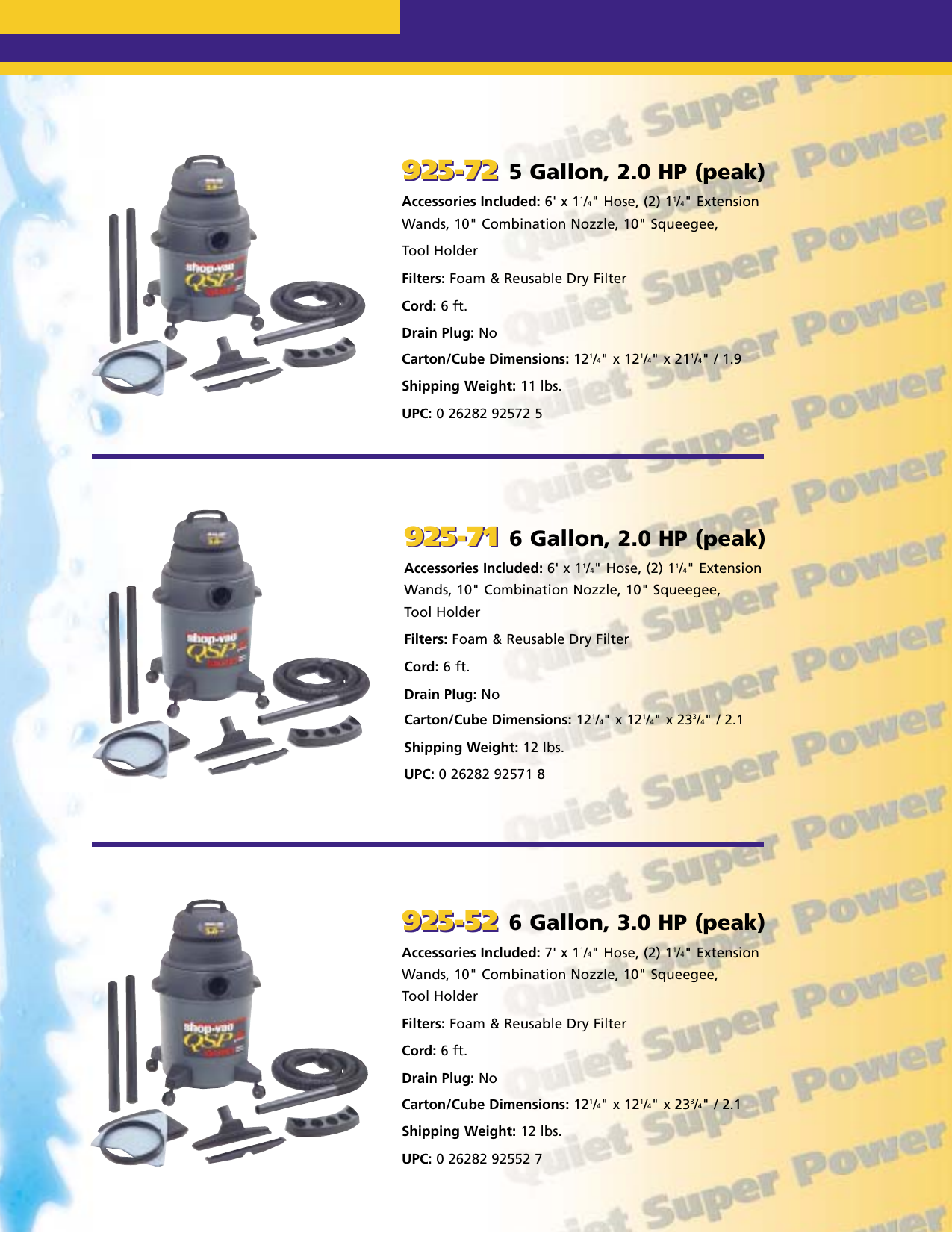 Page 6 of 12 - Shop-Vac Shop-Vac-Wet-Dry-Vacs-Qsp-Series-Users-Manual- Shop-Vac-QSP  Shop-vac-wet-dry-vacs-qsp-series-users-manual