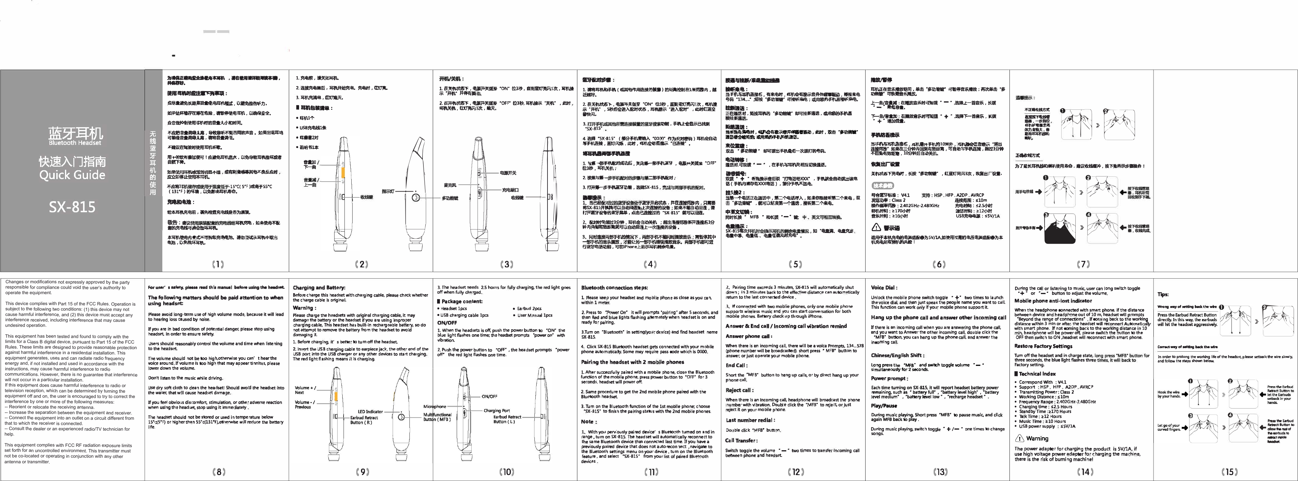 Page 1 of Shuaixian Electronic Equipment SX-815 Bluetooth headset User Manual 15 SX 815 UserMan