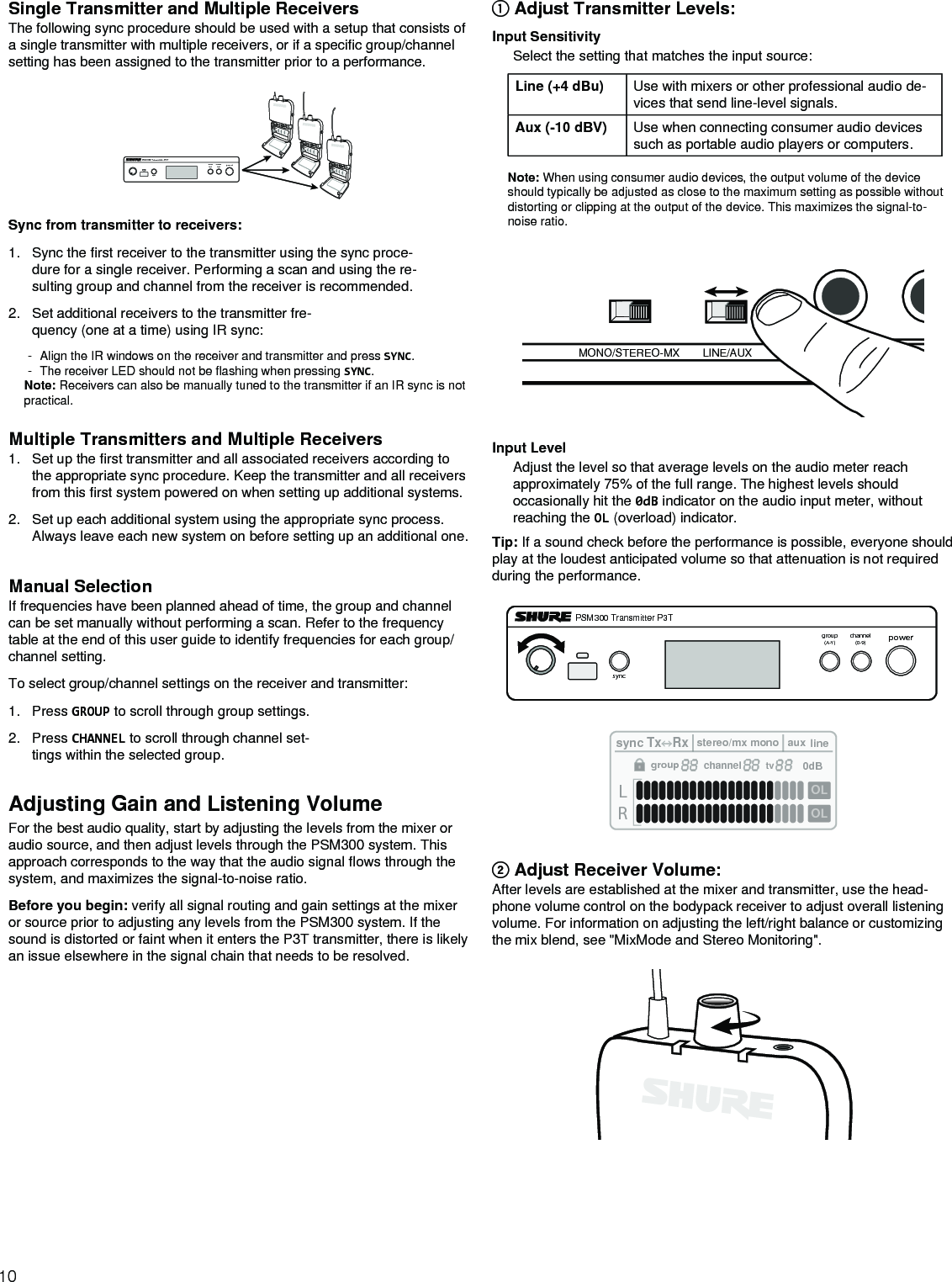 Page 10 of Shure orporated P3TT Non-Broadcast Base Station Transmitter User Manual Exhibit D Users Manual per 2 1033 c3