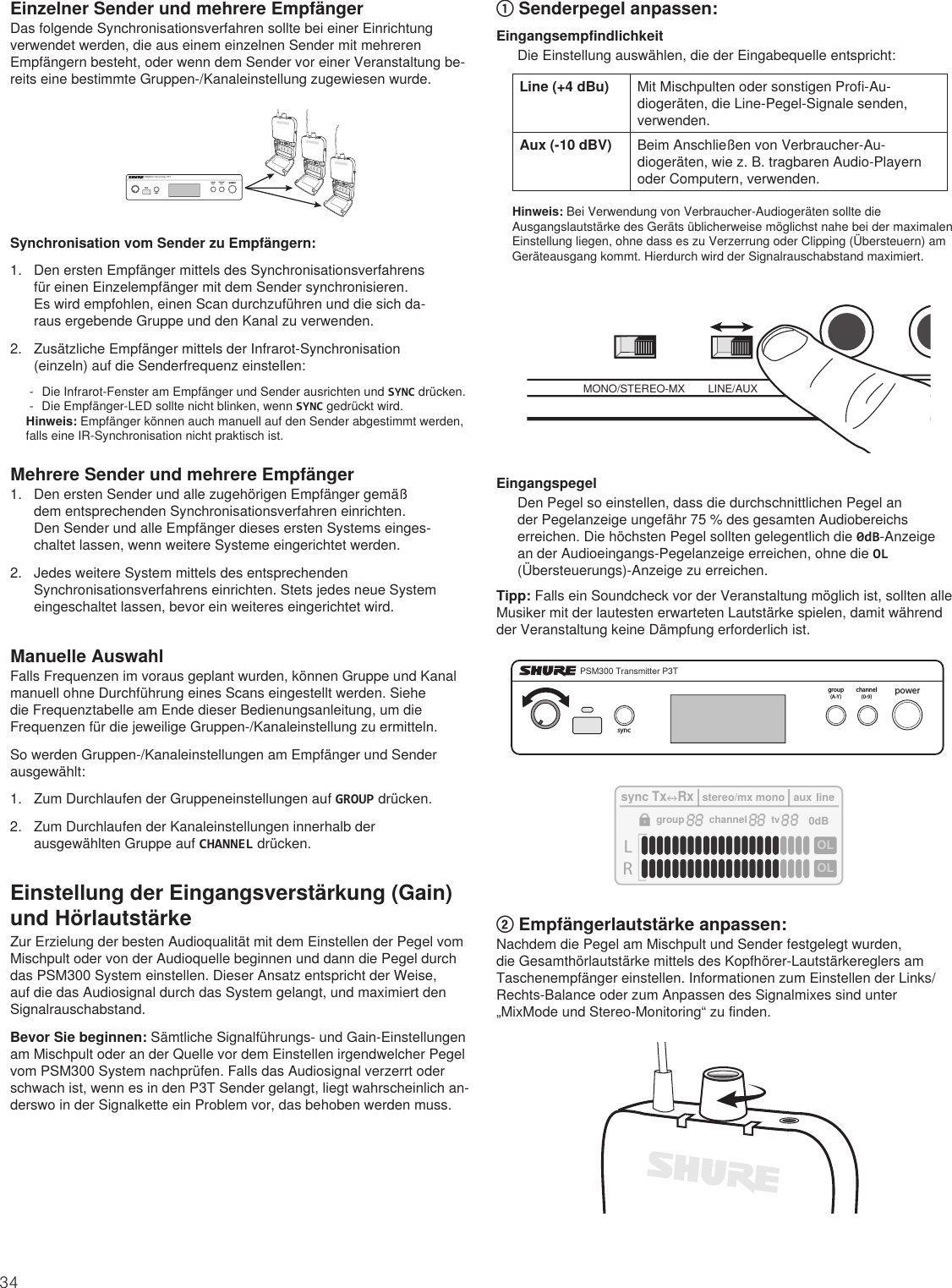 Page 34 of Shure orporated P3TT Non-Broadcast Base Station Transmitter User Manual Exhibit D Users Manual per 2 1033 c3