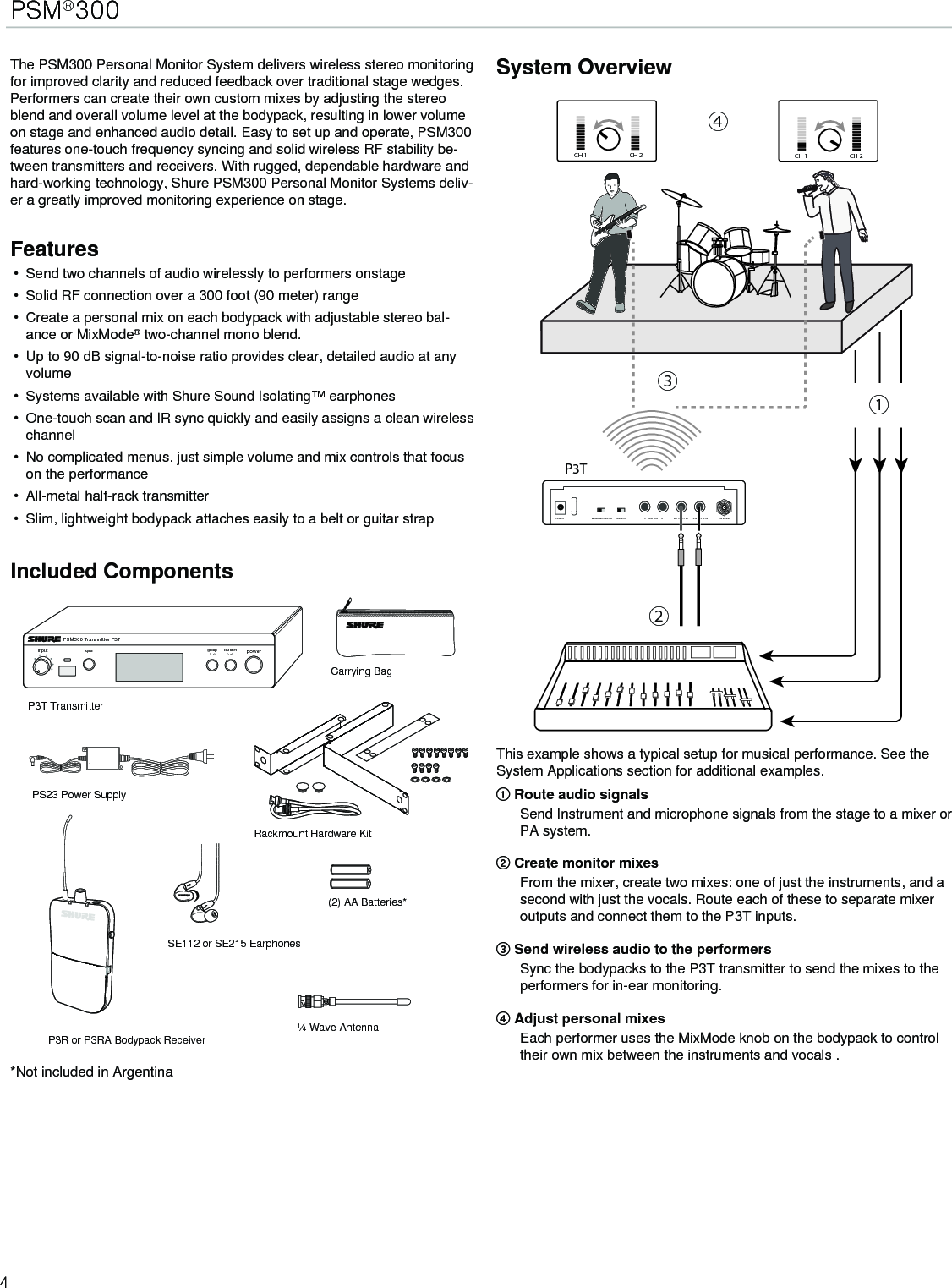 Page 4 of Shure orporated P3TT Non-Broadcast Base Station Transmitter User Manual Exhibit D Users Manual per 2 1033 c3