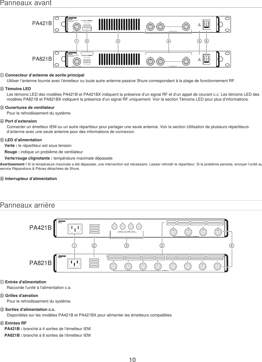 Page 10 of Shure orporated PA421B 4-Input Antenna Combiner User Manual Exhibit D Users Manual per 2 1033 c3