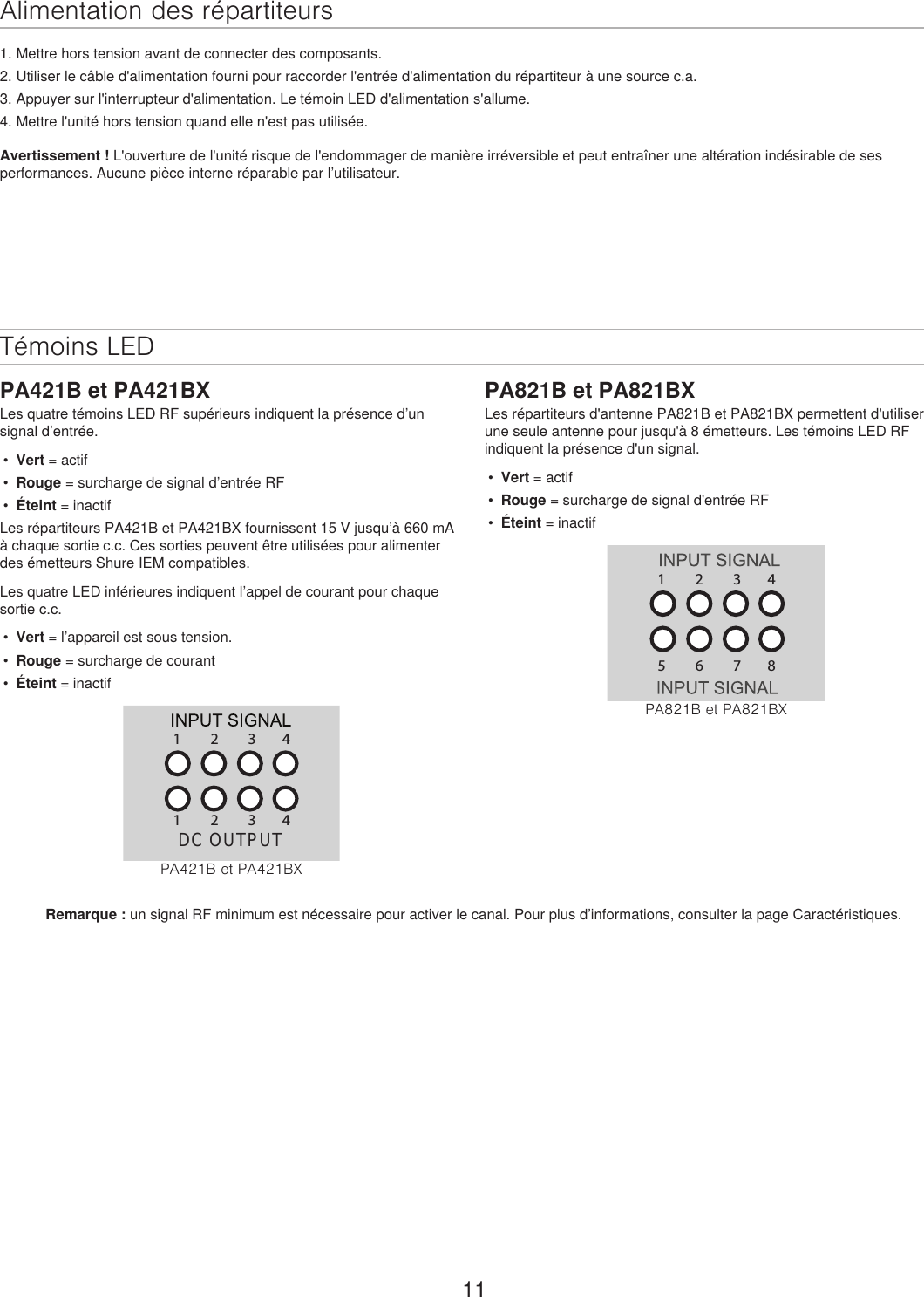 Page 11 of Shure orporated PA421B 4-Input Antenna Combiner User Manual Exhibit D Users Manual per 2 1033 c3