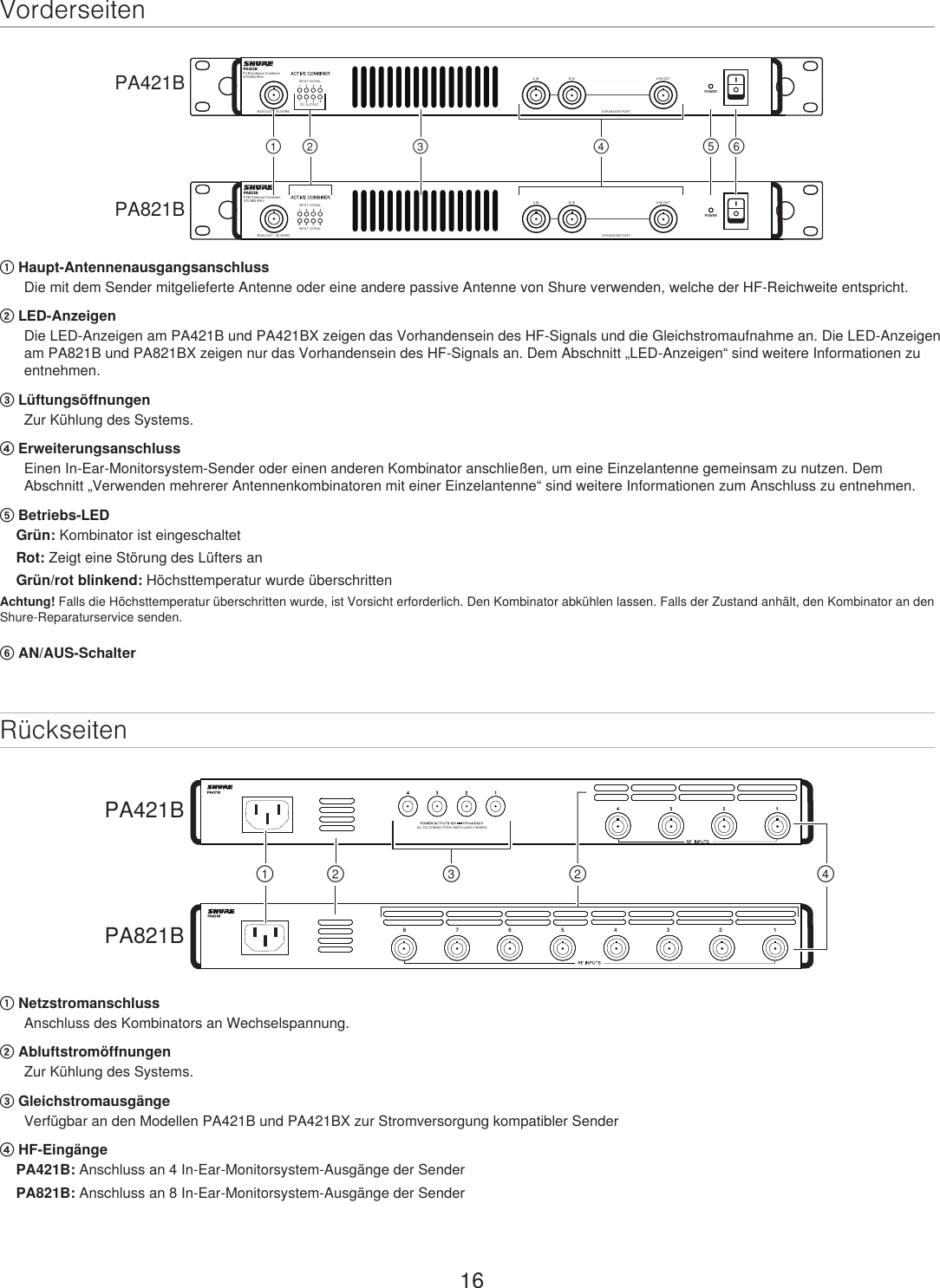 Page 16 of Shure orporated PA421B 4-Input Antenna Combiner User Manual Exhibit D Users Manual per 2 1033 c3