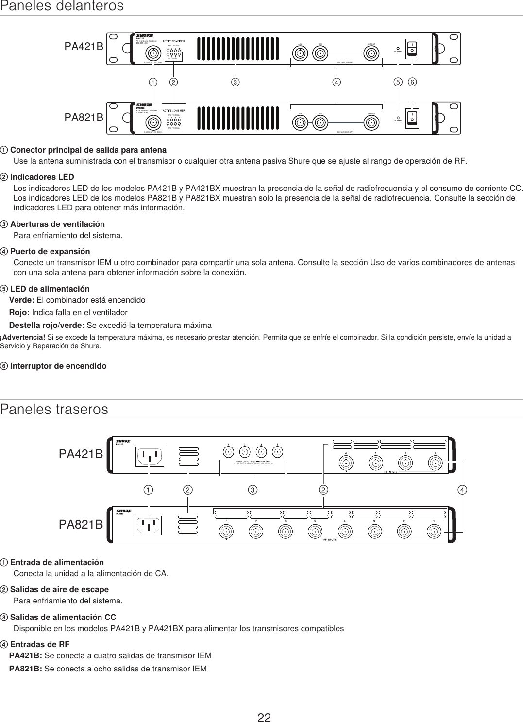 Page 22 of Shure orporated PA421B 4-Input Antenna Combiner User Manual Exhibit D Users Manual per 2 1033 c3