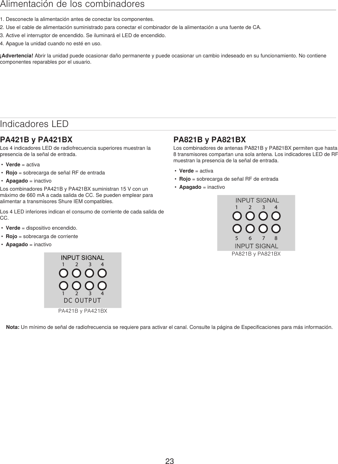 Page 23 of Shure orporated PA421B 4-Input Antenna Combiner User Manual Exhibit D Users Manual per 2 1033 c3