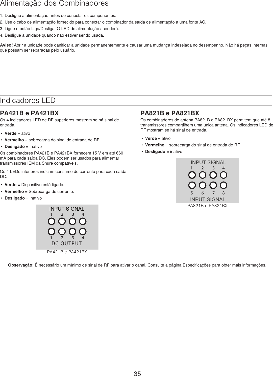 Page 35 of Shure orporated PA421B 4-Input Antenna Combiner User Manual Exhibit D Users Manual per 2 1033 c3