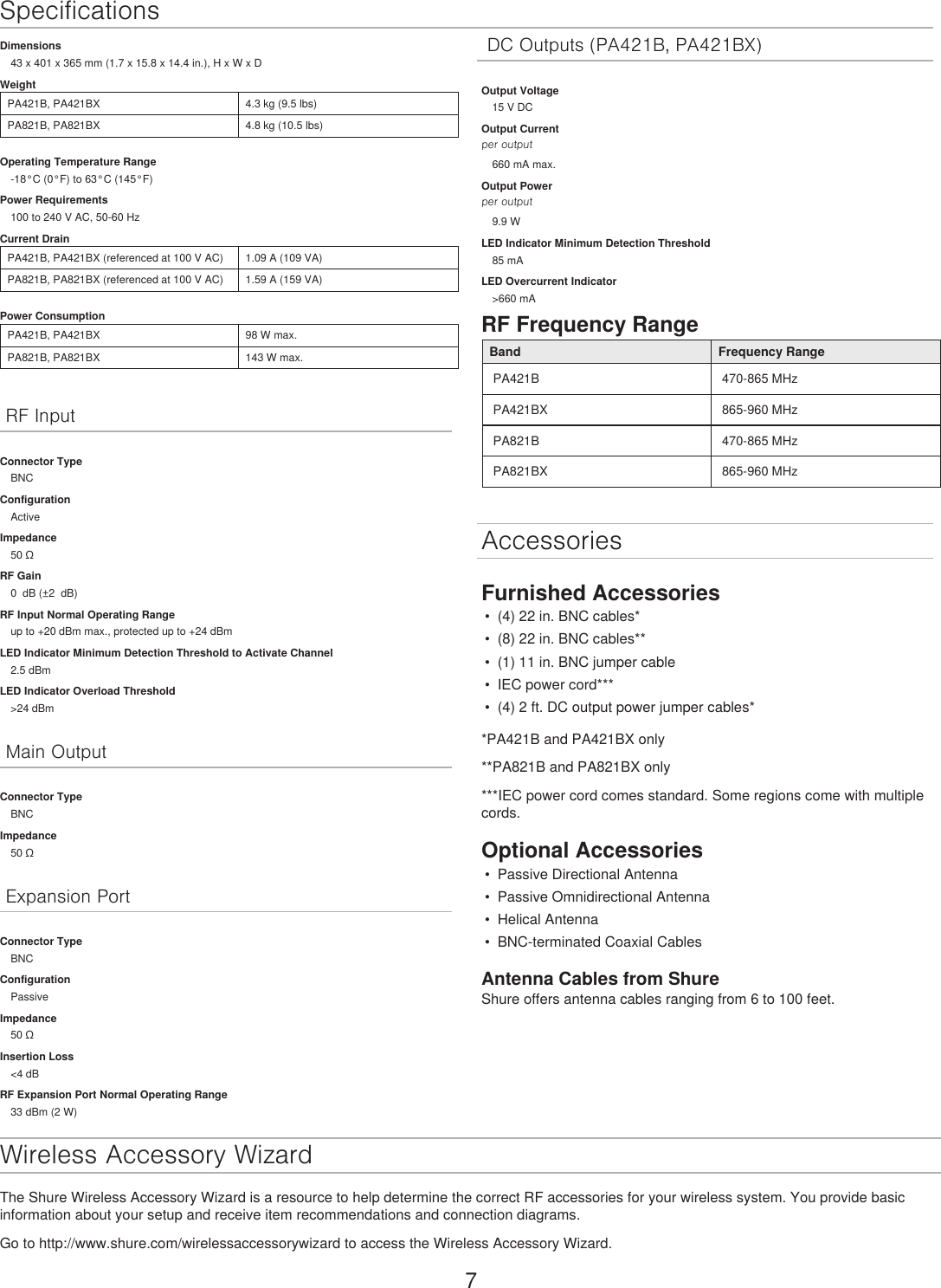 Page 7 of Shure orporated PA421B 4-Input Antenna Combiner User Manual Exhibit D Users Manual per 2 1033 c3