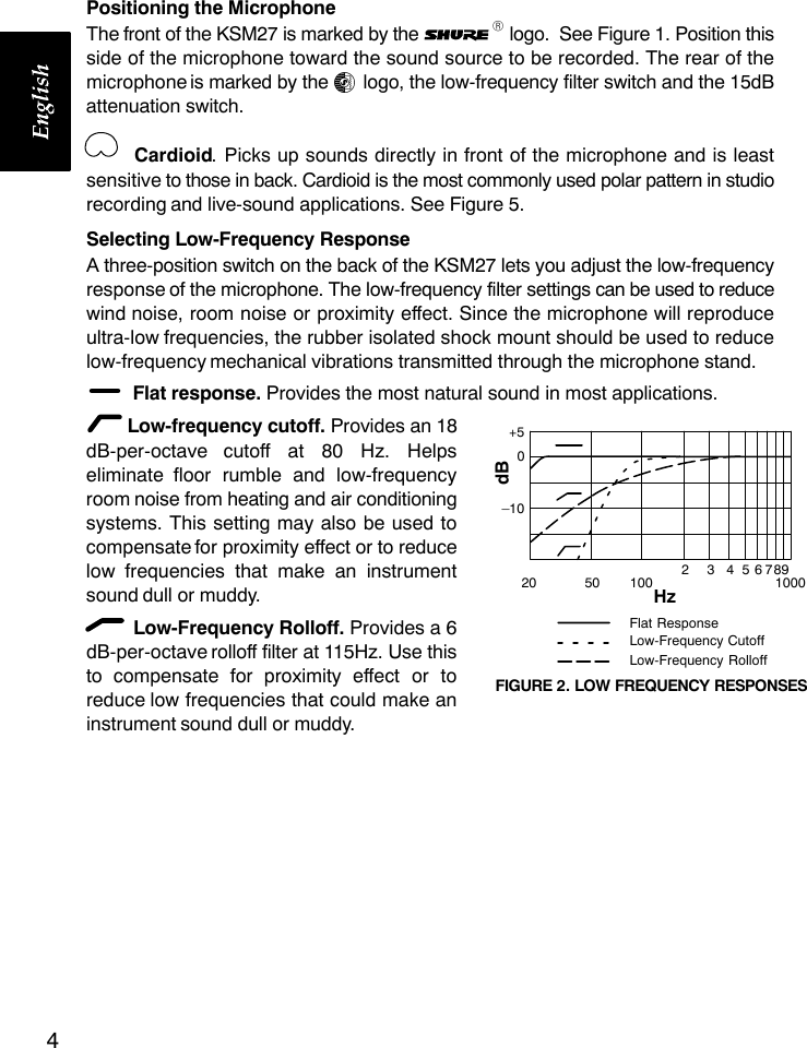 Page 5 of 10 - Shure Shure-Cardioid-Condenser-Microphone-Ksm27-Users-Manual- Ksm27  Shure-cardioid-condenser-microphone-ksm27-users-manual