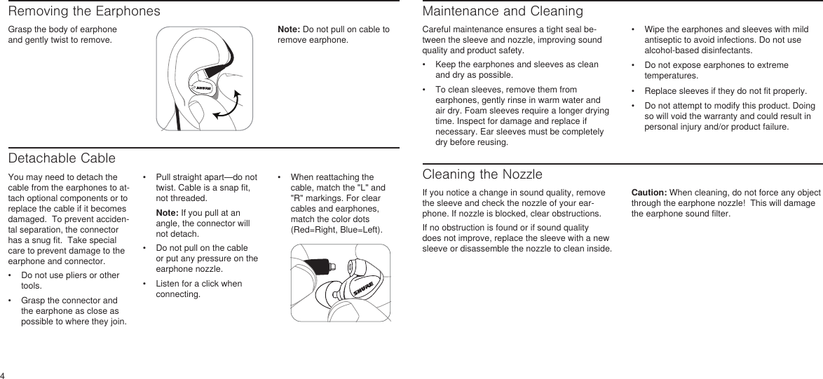 Page 4 of 8 - Shure Shure-Headphones-Se846-Users-Manual- SE846 User Guide  Shure-headphones-se846-users-manual