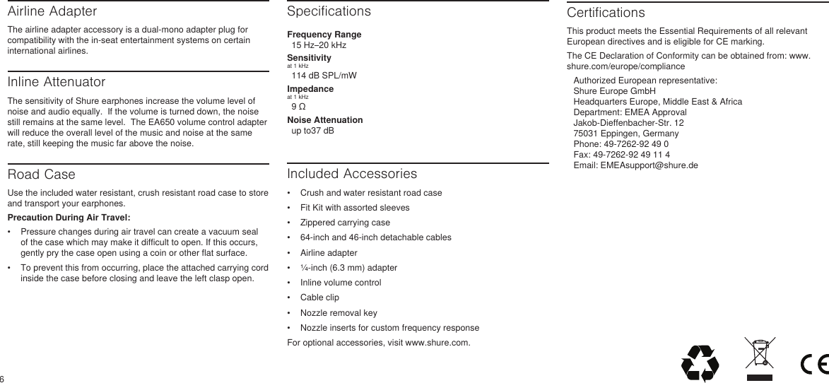 Page 6 of 8 - Shure Shure-Headphones-Se846-Users-Manual- SE846 User Guide  Shure-headphones-se846-users-manual