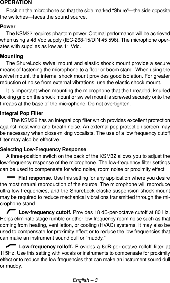 Page 5 of 8 - Shure Shure-Ksm32-Users-Manual- 27a3044  Shure-ksm32-users-manual