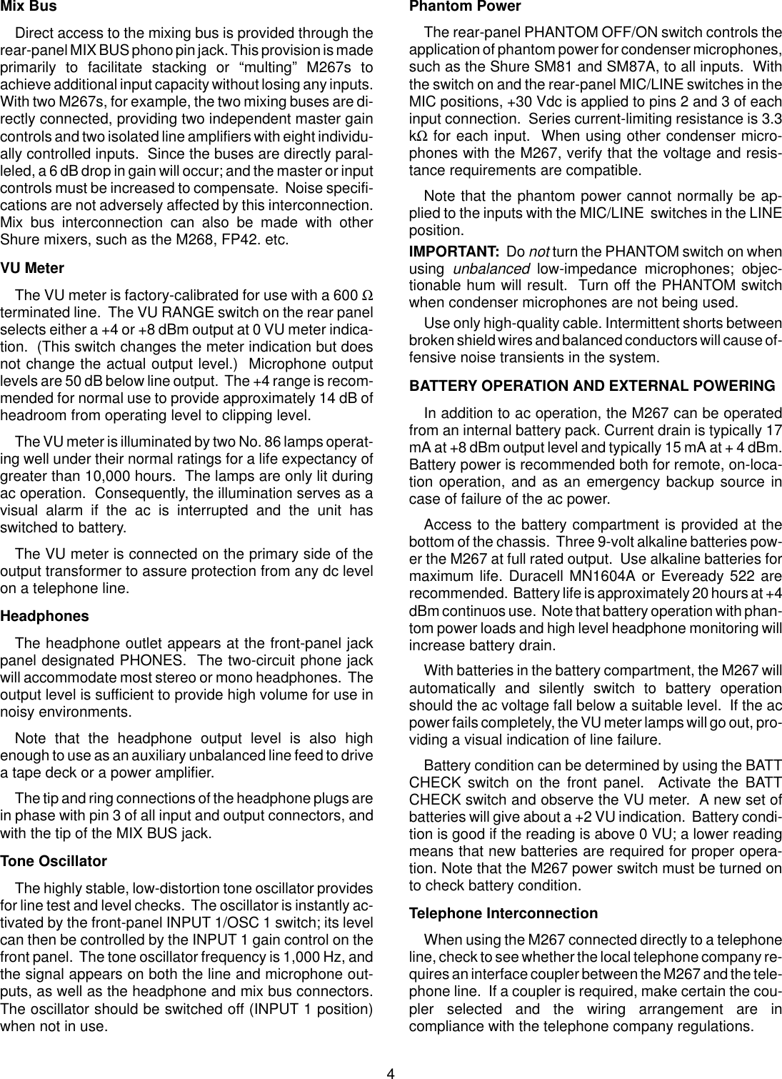 Page 4 of 8 - Shure Shure-M267-Users-Manual- M267 User Guide English Shure-m267-users-manual