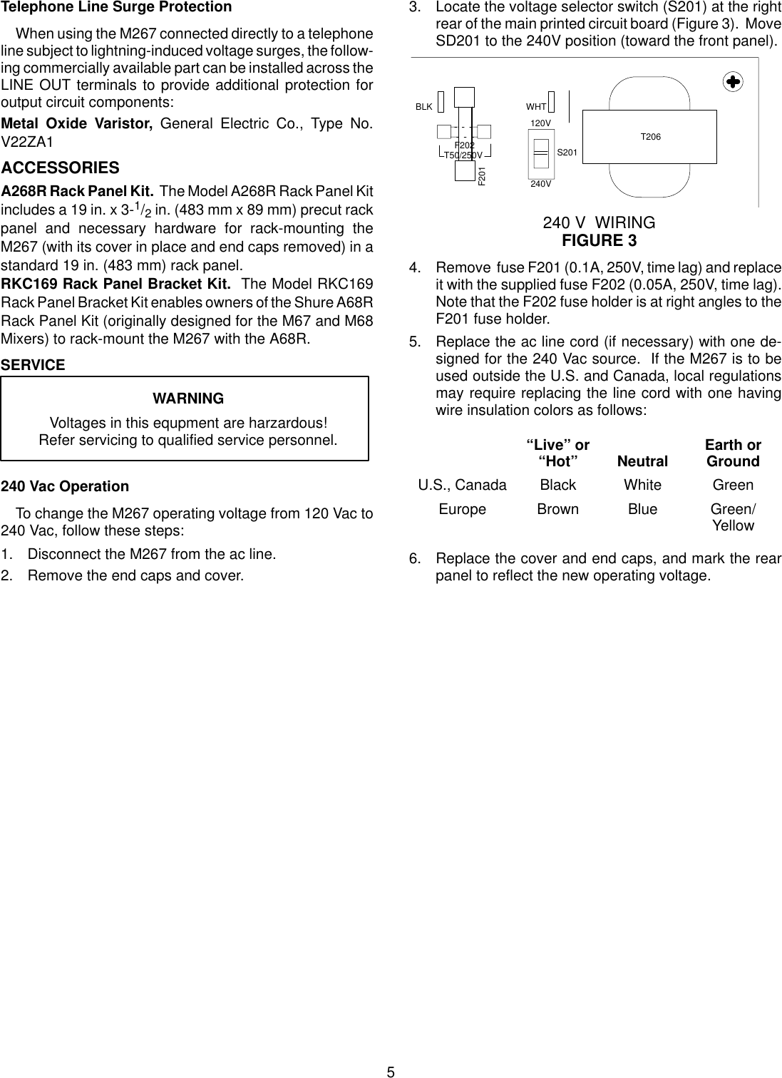 Page 5 of 8 - Shure Shure-M267-Users-Manual- M267 User Guide English Shure-m267-users-manual