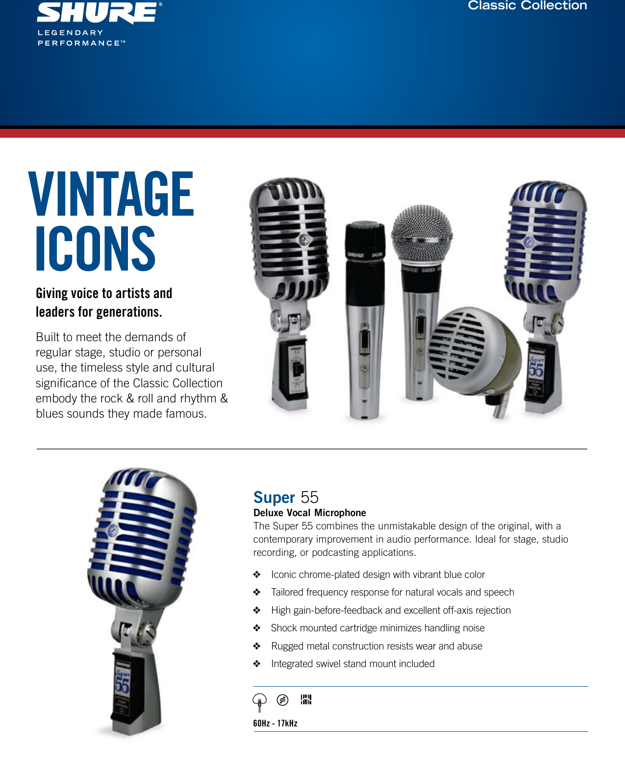 Page 1 of 2 - Shure Shure-Microphone-Super-55-Users-Manual- Classic Microphones Product Brochure  Shure-microphone-super-55-users-manual