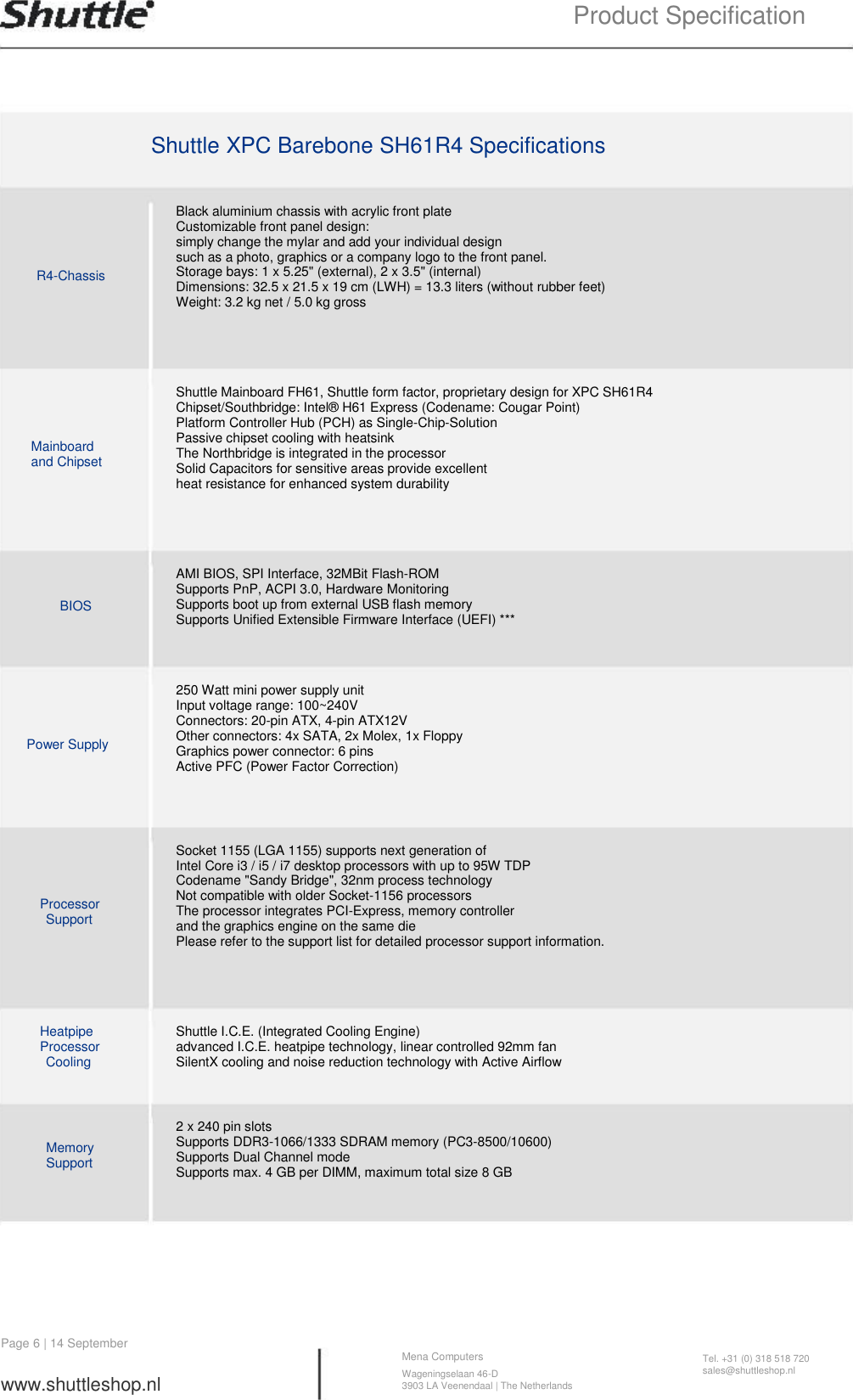 Page 6 of 10 - Shuttle-Computer-Group Shuttle-Computer-Group-Personal-Computer-Sh61R4-Users-Manual- Shuttle-computer-group-personal-computer-sh61r4-users-manual