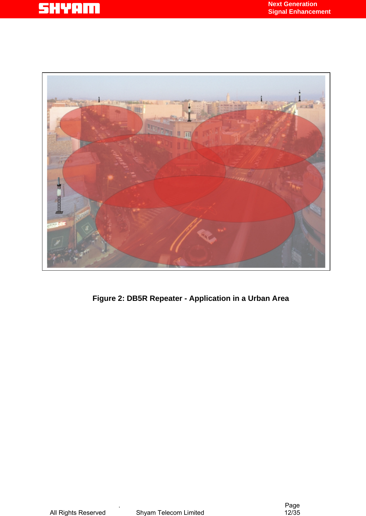   Next Generation  Signal Enhancement                      Figure 2: DB5R Repeater - Application in a Urban Area                      .                                          Page All Rights Reserved            Shyam Telecom Limited               12/35   