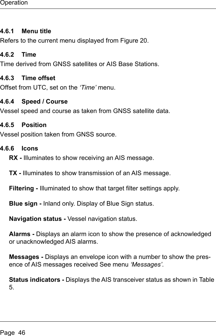 Page 48 of Si Tex Marine Electronics 425-0022 Marine Class A AIS Transceiver with WLAN User Manual Artemis  Apollo  EN