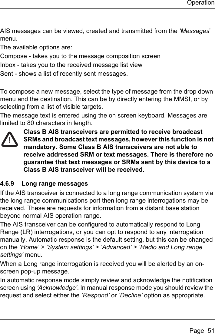 Page 53 of Si Tex Marine Electronics 425-0022 Marine Class A AIS Transceiver with WLAN User Manual Artemis  Apollo  EN