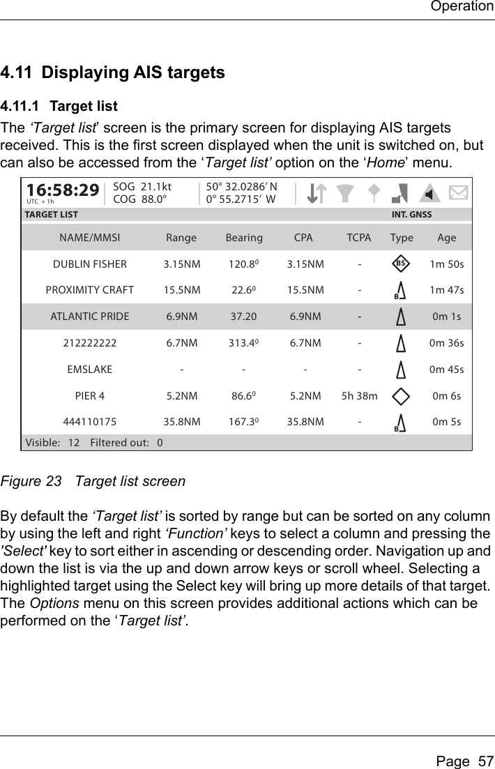 Page 59 of Si Tex Marine Electronics 425-0022 Marine Class A AIS Transceiver with WLAN User Manual Artemis  Apollo  EN