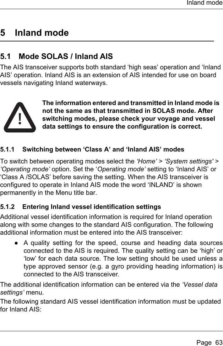 Page 65 of Si Tex Marine Electronics 425-0022 Marine Class A AIS Transceiver with WLAN User Manual Artemis  Apollo  EN