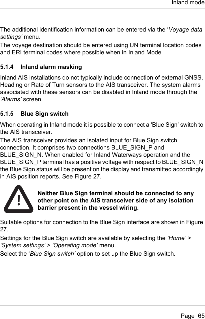 Page 67 of Si Tex Marine Electronics 425-0022 Marine Class A AIS Transceiver with WLAN User Manual Artemis  Apollo  EN