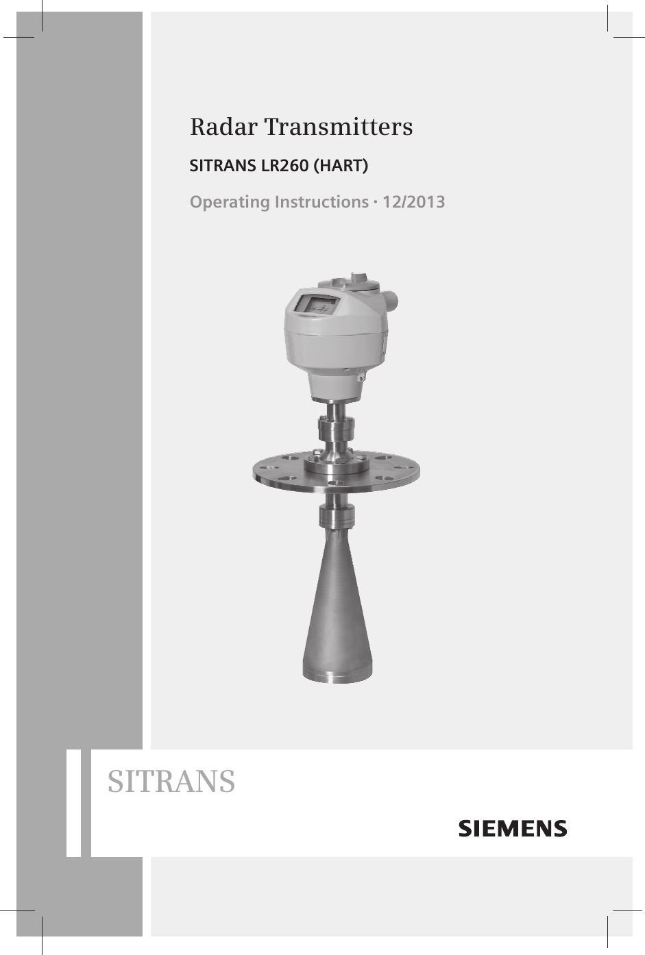SITRANSRadar TransmittersSITRANS LR260 (HART)Operating Instructions 12/2013