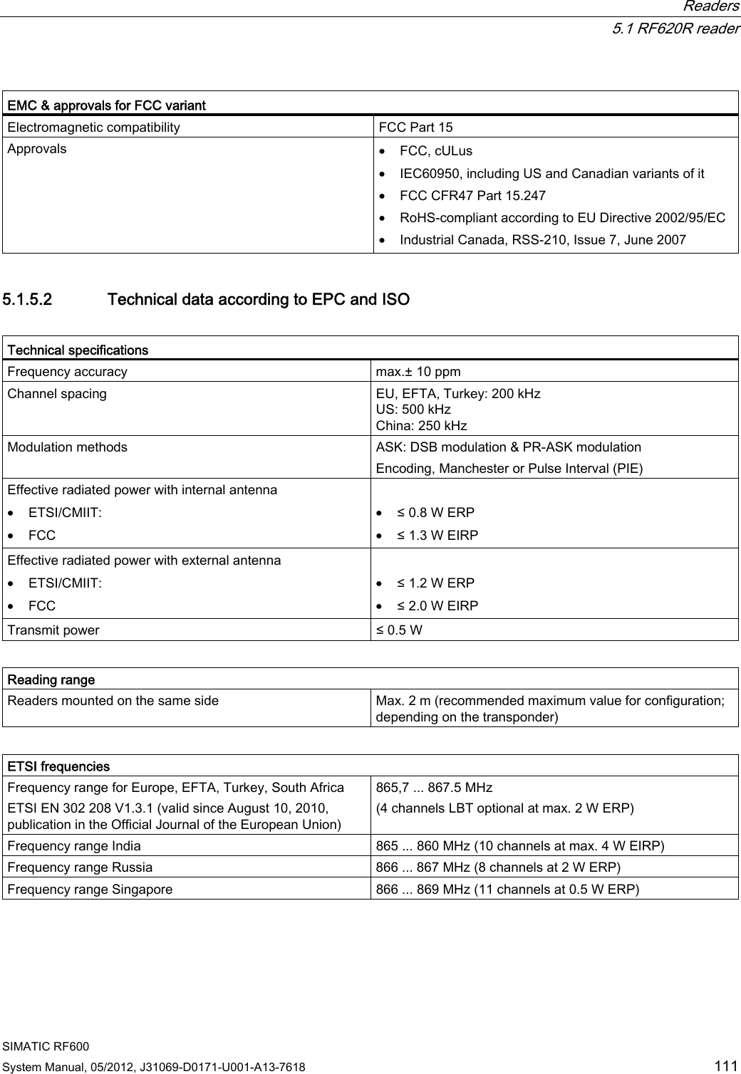 Page 13 of Siemens RF600R RFID UHF Reader User Manual SIMATIC RF600