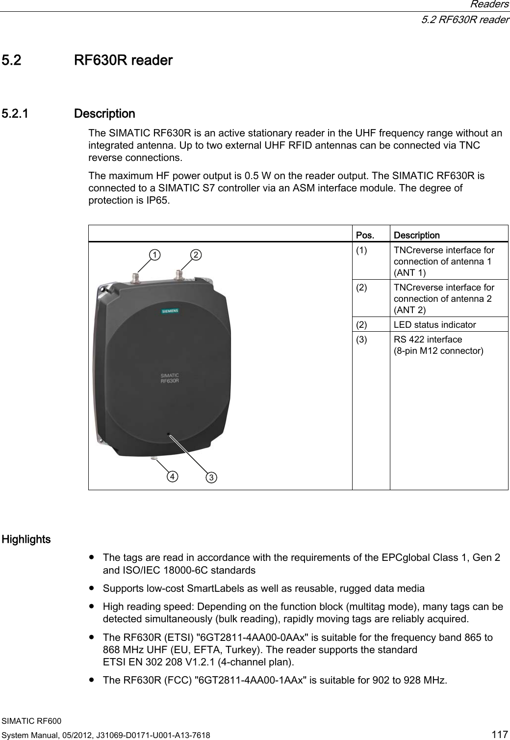 Page 19 of Siemens RF600R RFID UHF Reader User Manual SIMATIC RF600