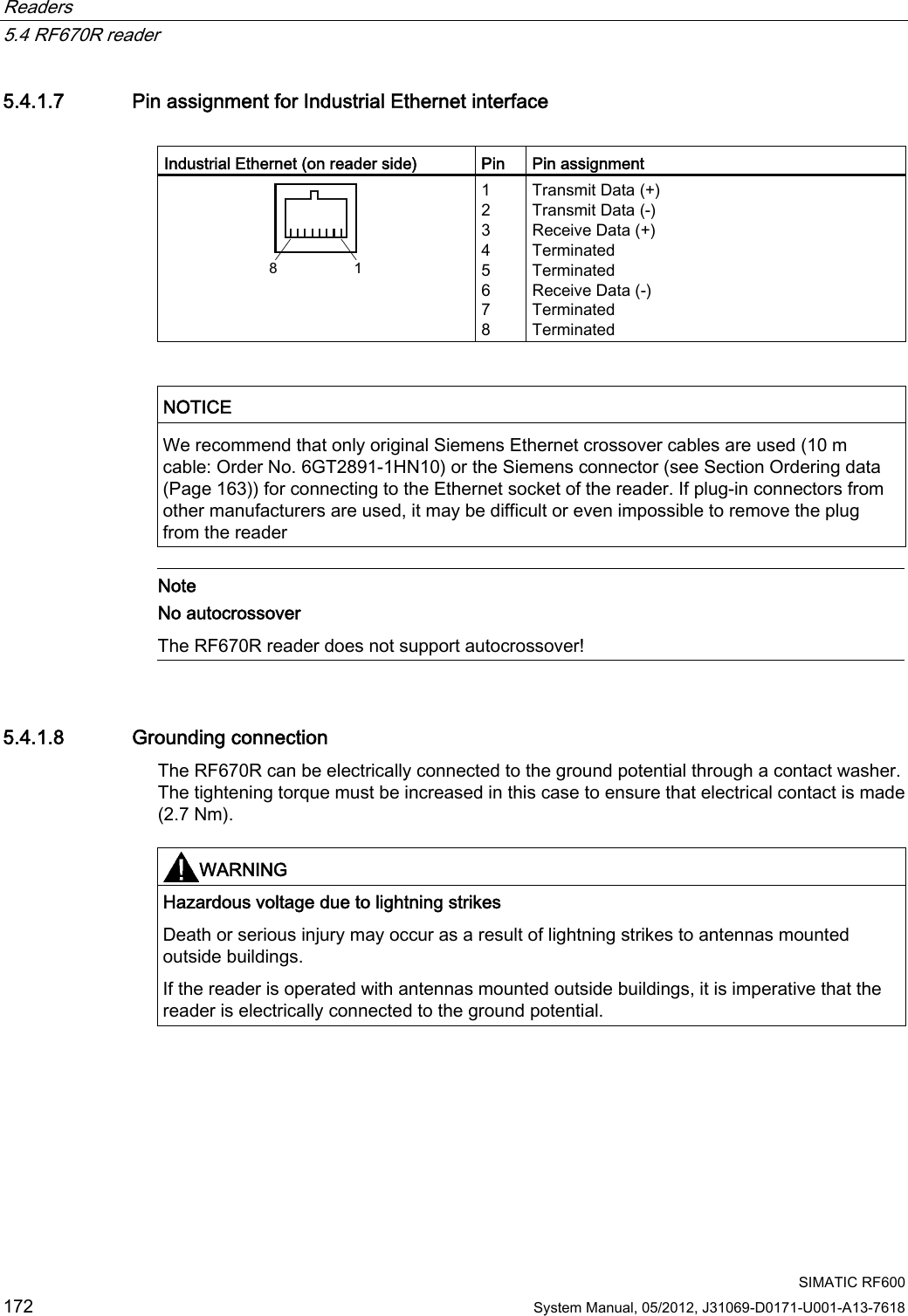 Page 74 of Siemens RF600R RFID UHF Reader User Manual SIMATIC RF600