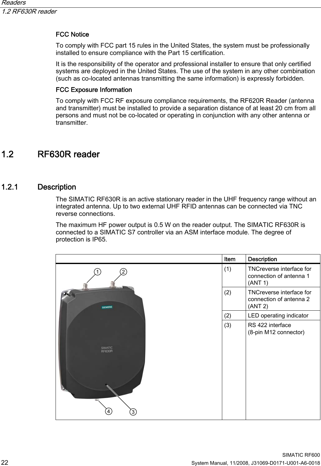 Page 18 of Siemens RF630R UHF RFID READER User Manual System Manual RF600 en
