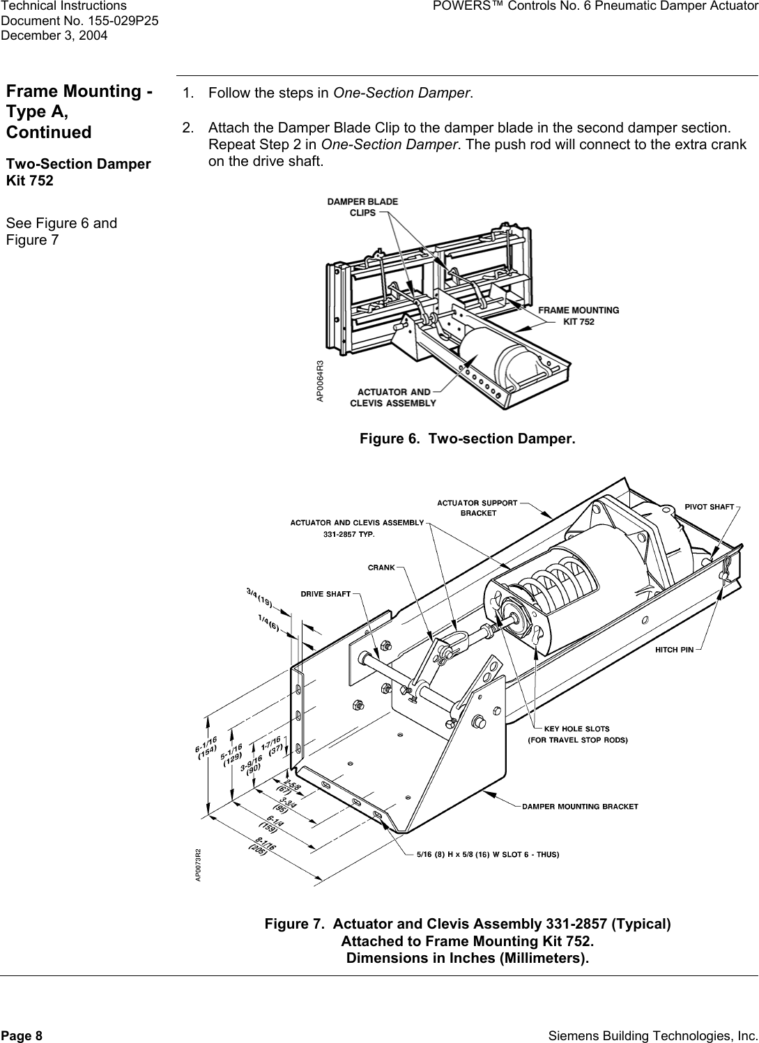 Page 8 of 12 - Siemens Siemens-331-2856-332-2856-Ap-331-3-Users-Manual- Powers Control - No. 6 Pneumatic Damper Actuator  Siemens-331-2856-332-2856-ap-331-3-users-manual
