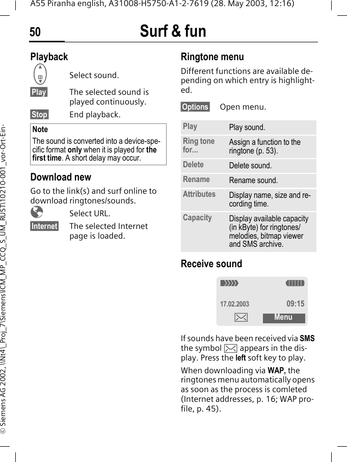 Siemens A55 Users Manual Piranha