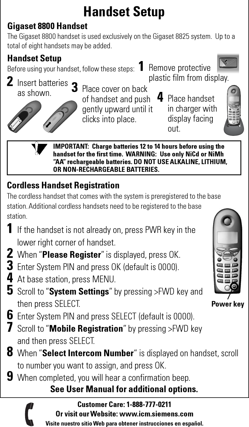 Siemens Quick Start Guide Gigaset 8825 Users Manual English.