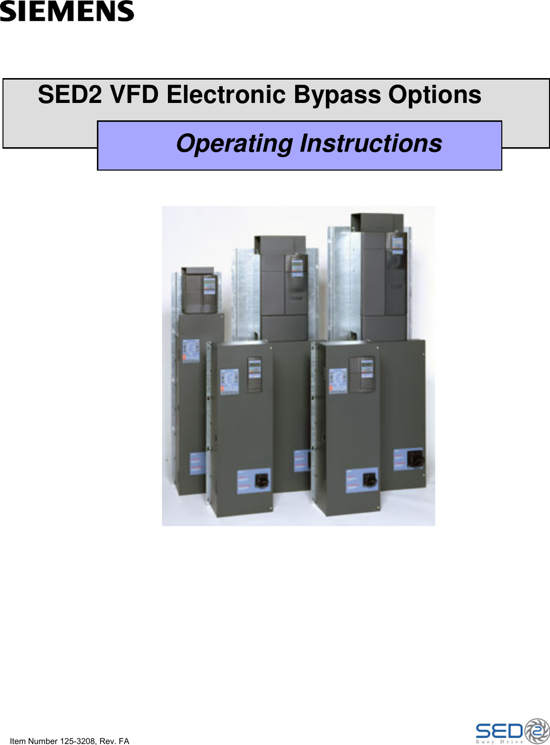 Siemens Sed2 Vfd Electronic Bypass Option 125 3208 Users Manual