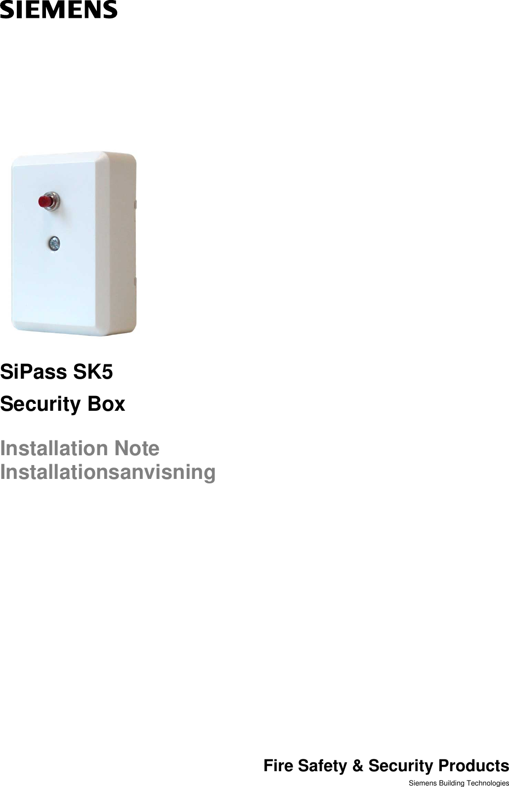 Page 1 of 6 - Siemens Siemens-Sipass-Sk5-Users-Manual- FSP_SE Manual English  Siemens-sipass-sk5-users-manual