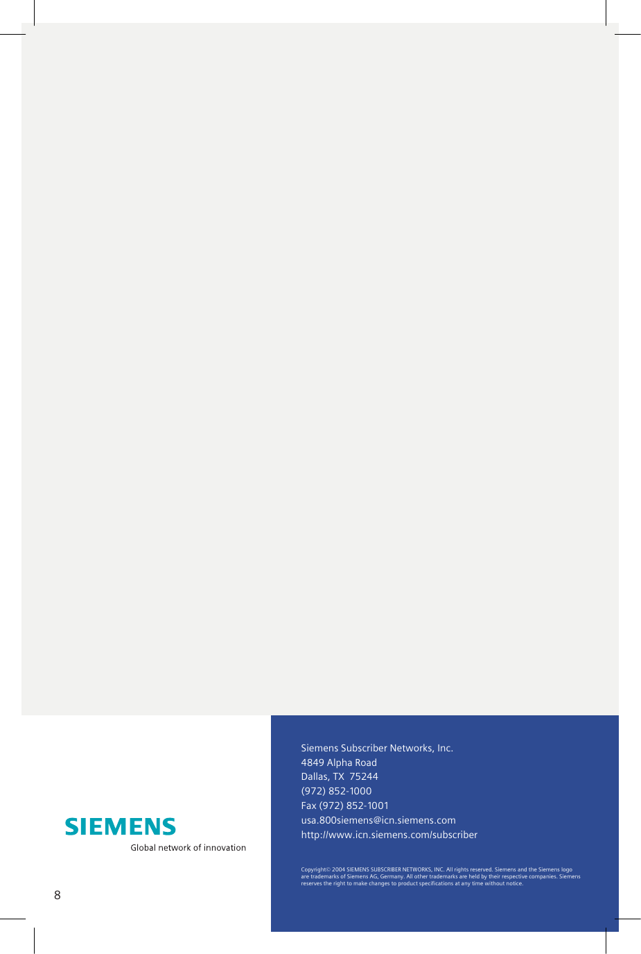 Page 5 of 5 - Siemens Siemens-Speedstream-4100-Users-Manual- 2e1085_Siemens4100QSG.idd  Siemens-speedstream-4100-users-manual