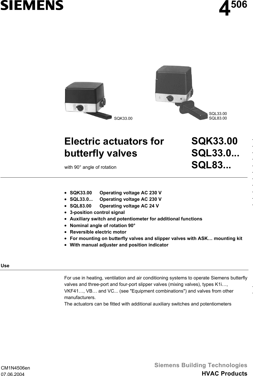 Page 1 of 8 - Siemens Siemens-Sqk33-00-Users-Manual N4506en
