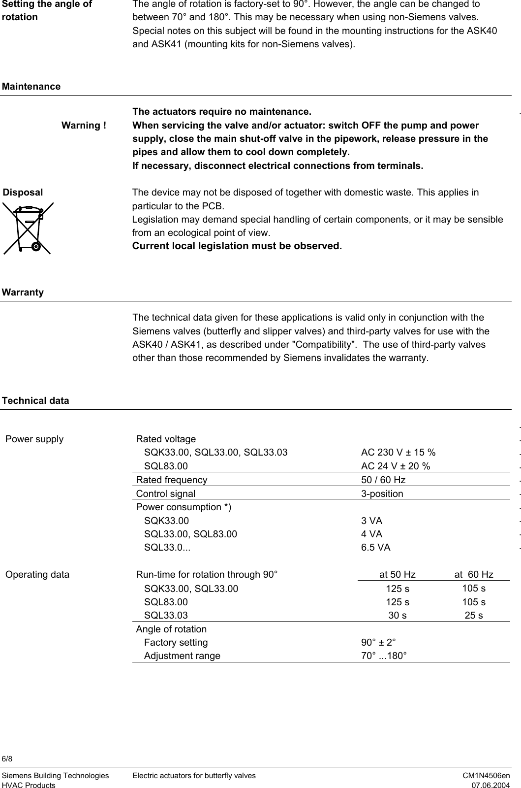 Page 6 of 8 - Siemens Siemens-Sqk33-00-Users-Manual N4506en