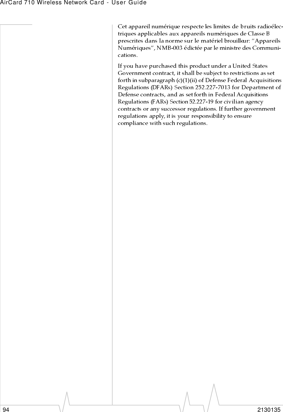 AirCard 710 Wireless Network Card - User Guide94 2130135