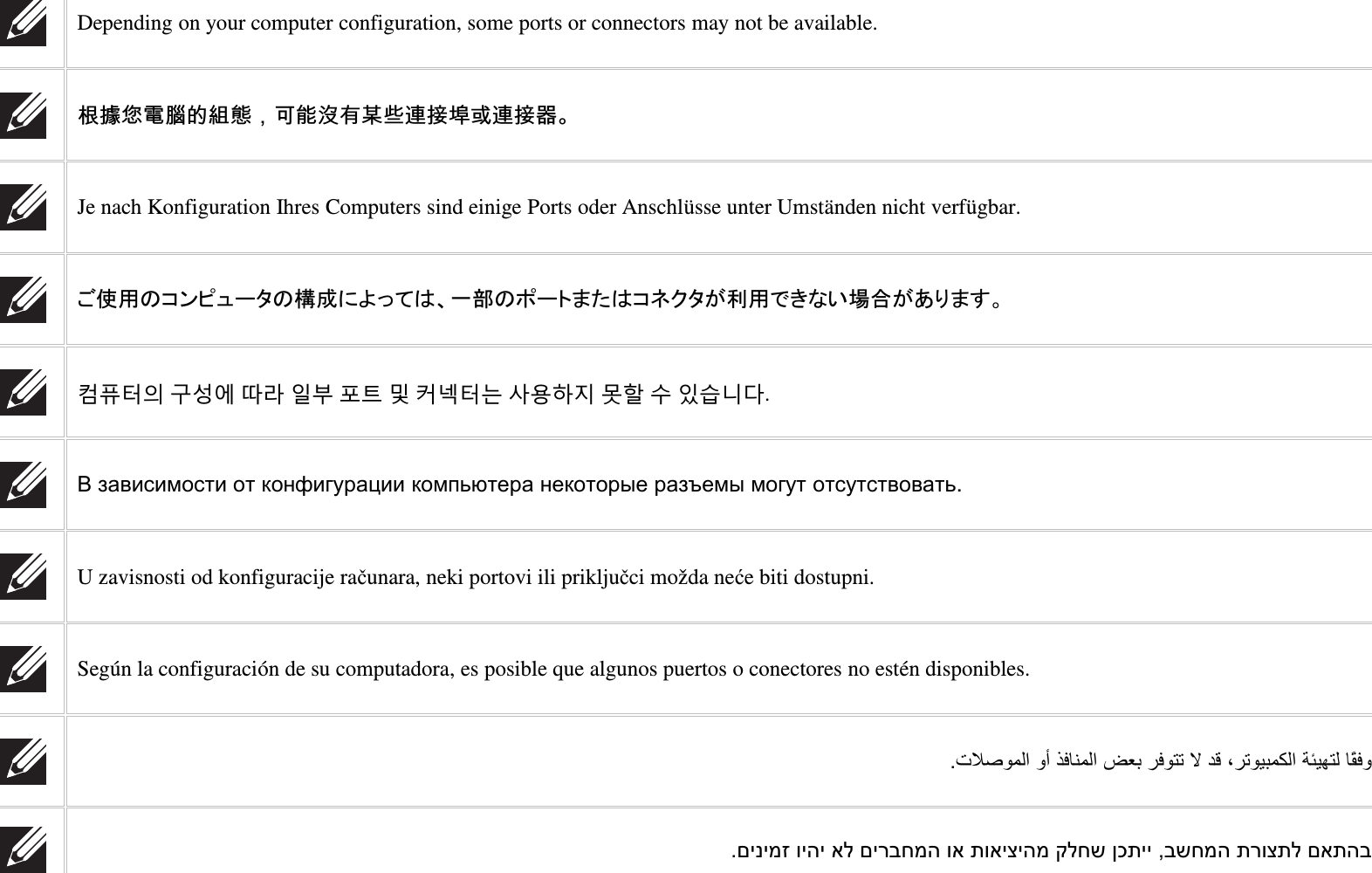 Depending on your computer configuration, some ports or connectors may not be available.根據您電腦的組態，可能沒有某些連接埠或連接器。Je nach Konfiguration Ihres Computers sind einige Ports oder Anschlüsse unter Umständen nicht verfügbar.ご使用のコンピュータの構成によっては、一部のポートまたはコネクタが利用できない場合があります。컴퓨터의 구성에 따라 일부 포트 및 커넥터는 사용하지 못할 수 있습니다.• &apos;#)(!(  &quot;/1 #$ !%# &quot;0 #&apos;‰!0 !1  ( ())#.U zavisnosti od konfiguracije raunara, neki portovi ili prikljuci možda nee biti dostupni.Según la configuración de su computadora, es posible que algunos puertos o conectores no estén disponibles.Q&lt;KD4 N ‡B=4 Š&gt;C B;; u P3 J;9C4R 8G9k; =m‹BQX• T Zb VW]X TZ TZaX b]U cd \WU]X VTab ZW