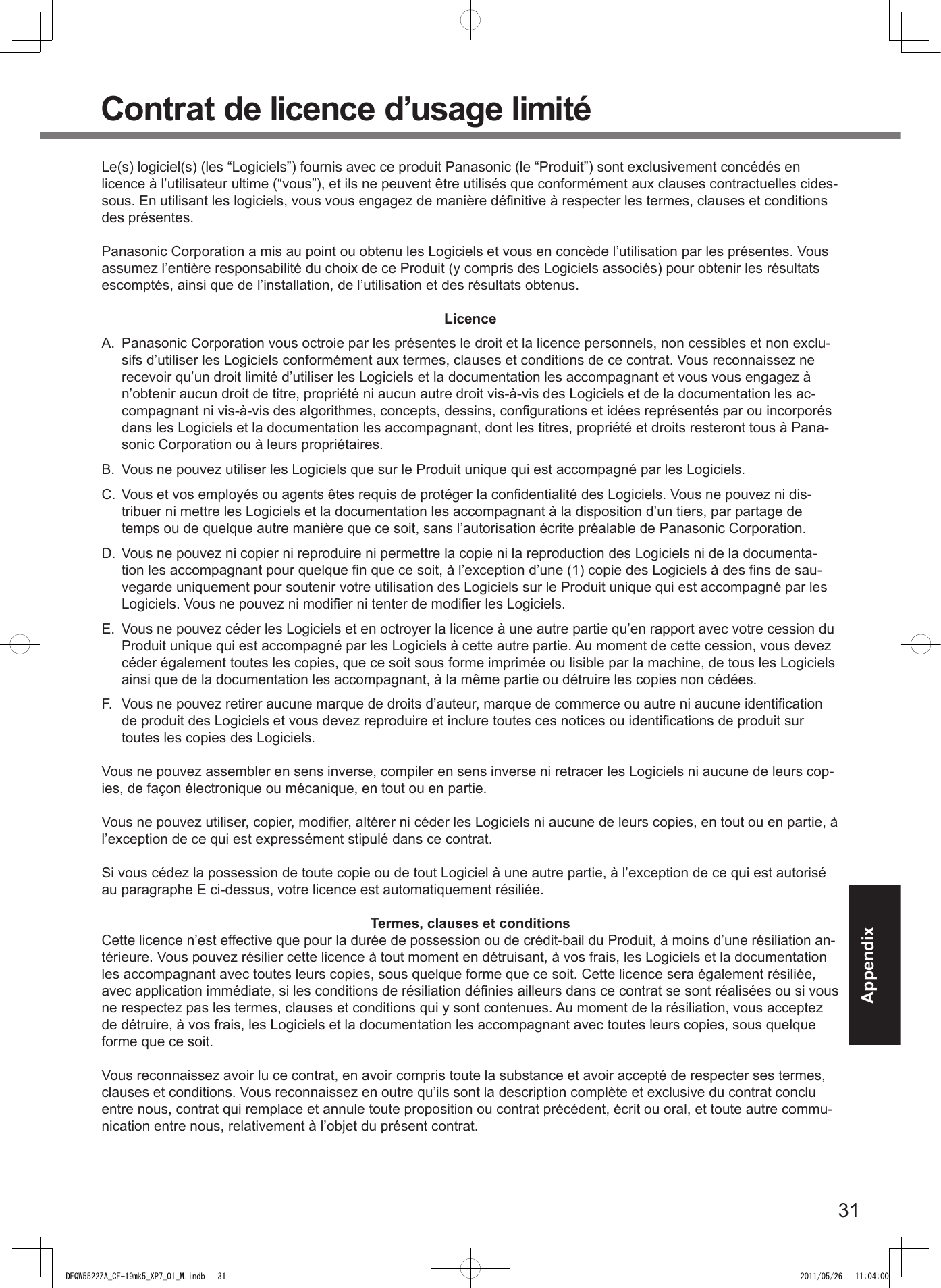 AppendixContrat de licence d’usage limitéLicence      Termes, clauses et conditionsDFQW5522ZA_CF-19mk5_XP7_OI_M.indb   31 2011/05/26   11:04:00